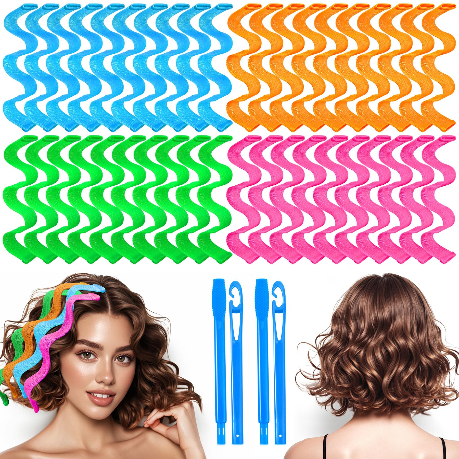 YEVYO heatless-waves-curler 40-piece-set color variants enable versatile beachy curls.