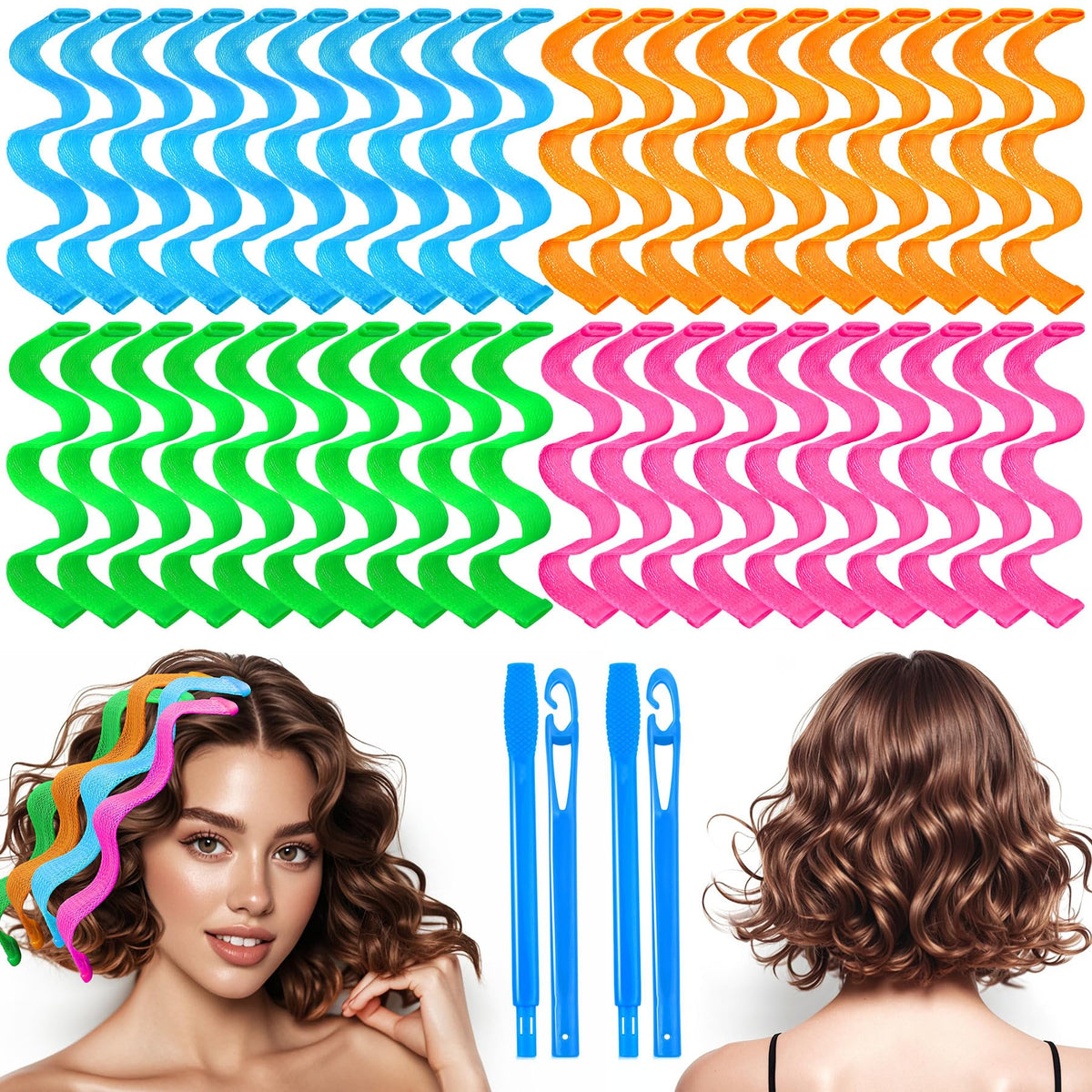 YEVYO heatless-waves-curler 40-piece-set color variants enable versatile beachy curls.
