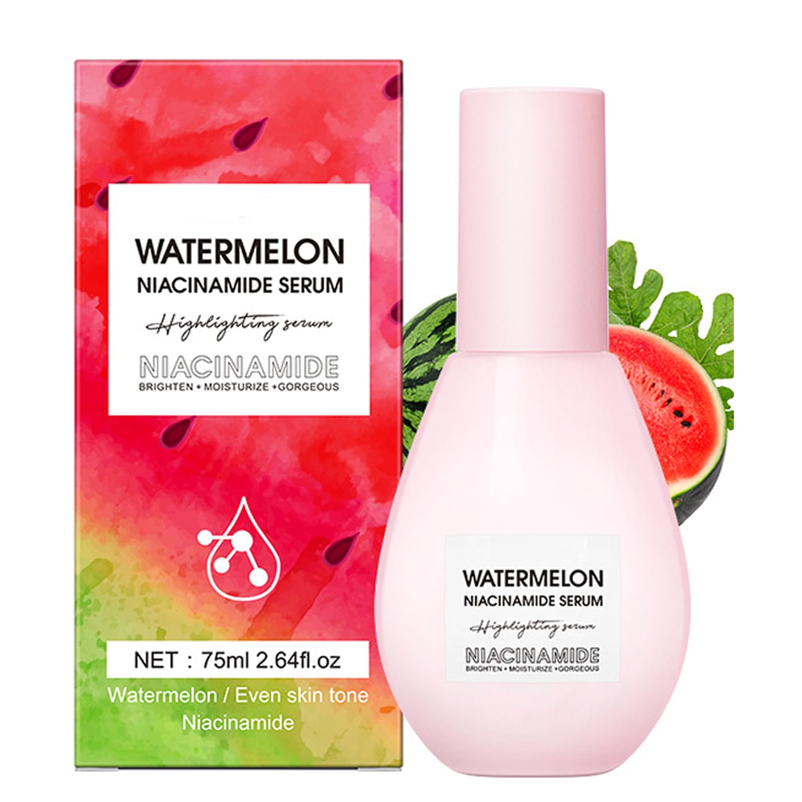 Yeweian Watermelon Niacinamide Serum bottle highlighting hydrating formula for radiant skin.