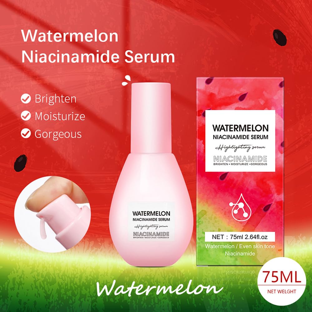 Yeweian Watermelon Niacinamide Serum texture close-up showing lightweight, fast-absorbing formula.