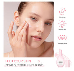 Yeweian Watermelon Niacinamide Serum priming glow on skin for dewy look.
