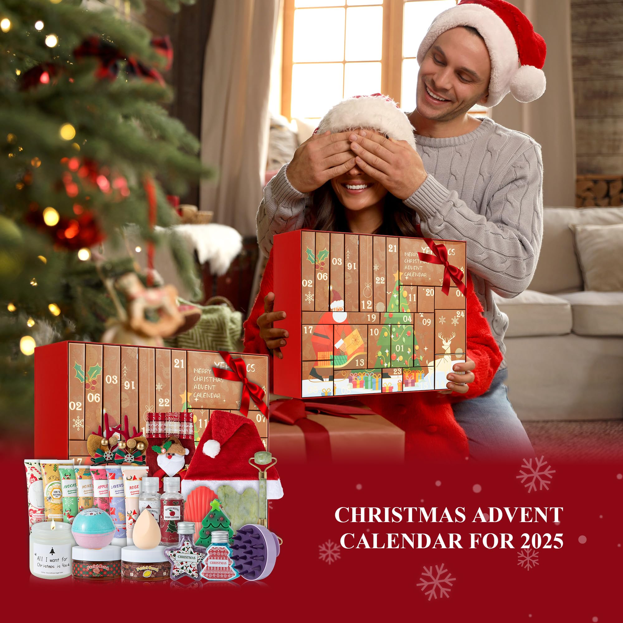 YFFSHLCS Advent Calendar 2025 luxury box and ornaments convey premium holiday charm.