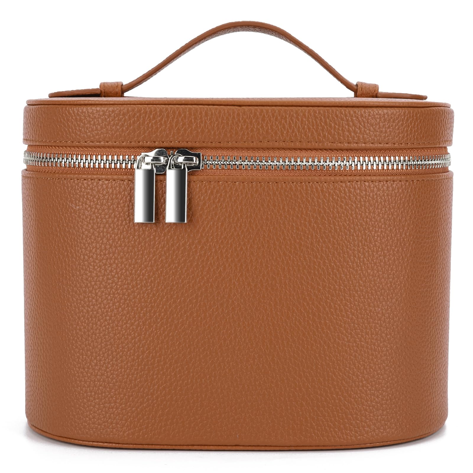 YFGBCX makeup bag front view highlights durable PU leather for travel.