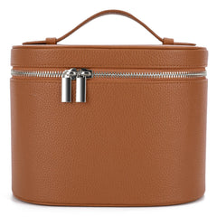 YFGBCX makeup bag front view highlights durable PU leather for travel.