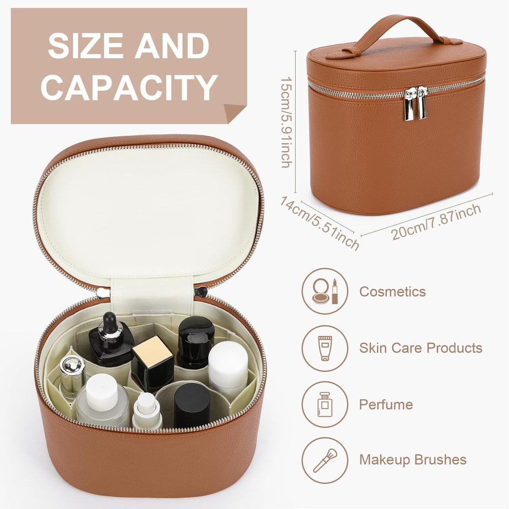 YFGBCX makeup bag removable divider demonstrates adjustable interior for cosmetics.