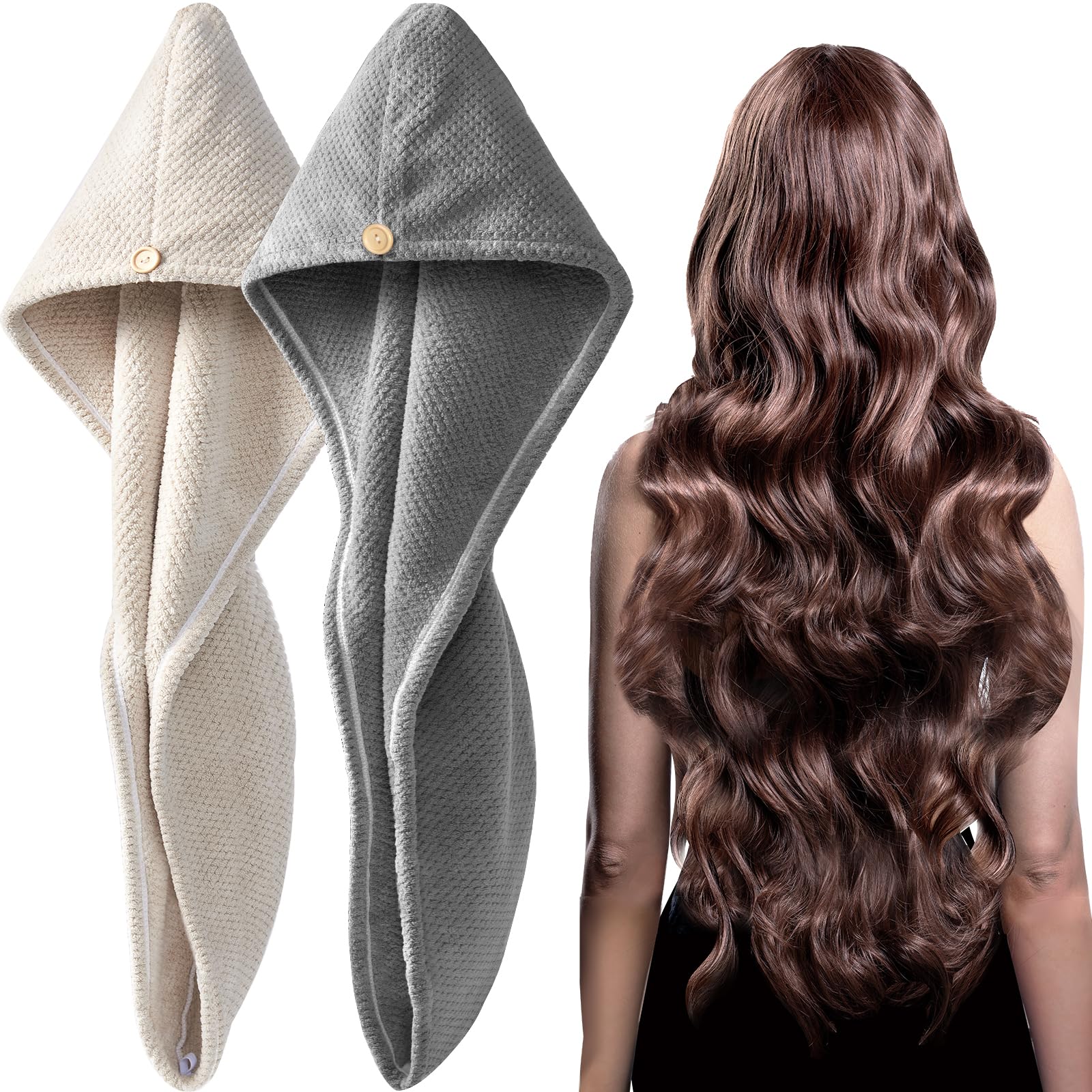 YFONG 2 pack large microfiber towel wrap absorbent close-up for fast drying