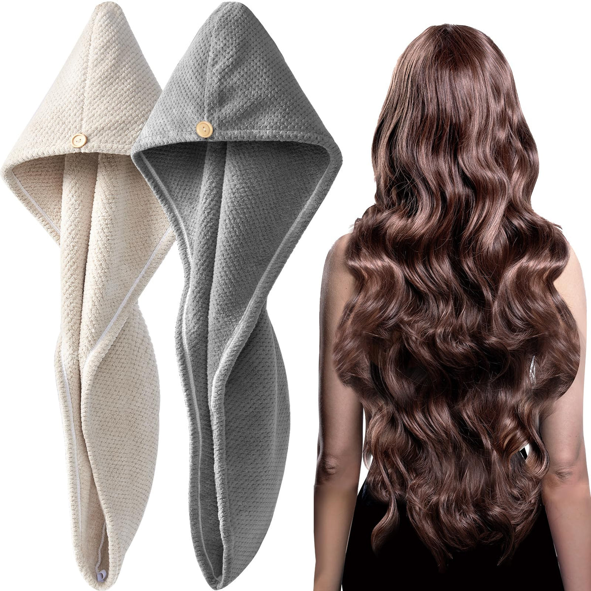 YFONG 2 pack large microfiber towel wrap absorbent close-up for fast drying
