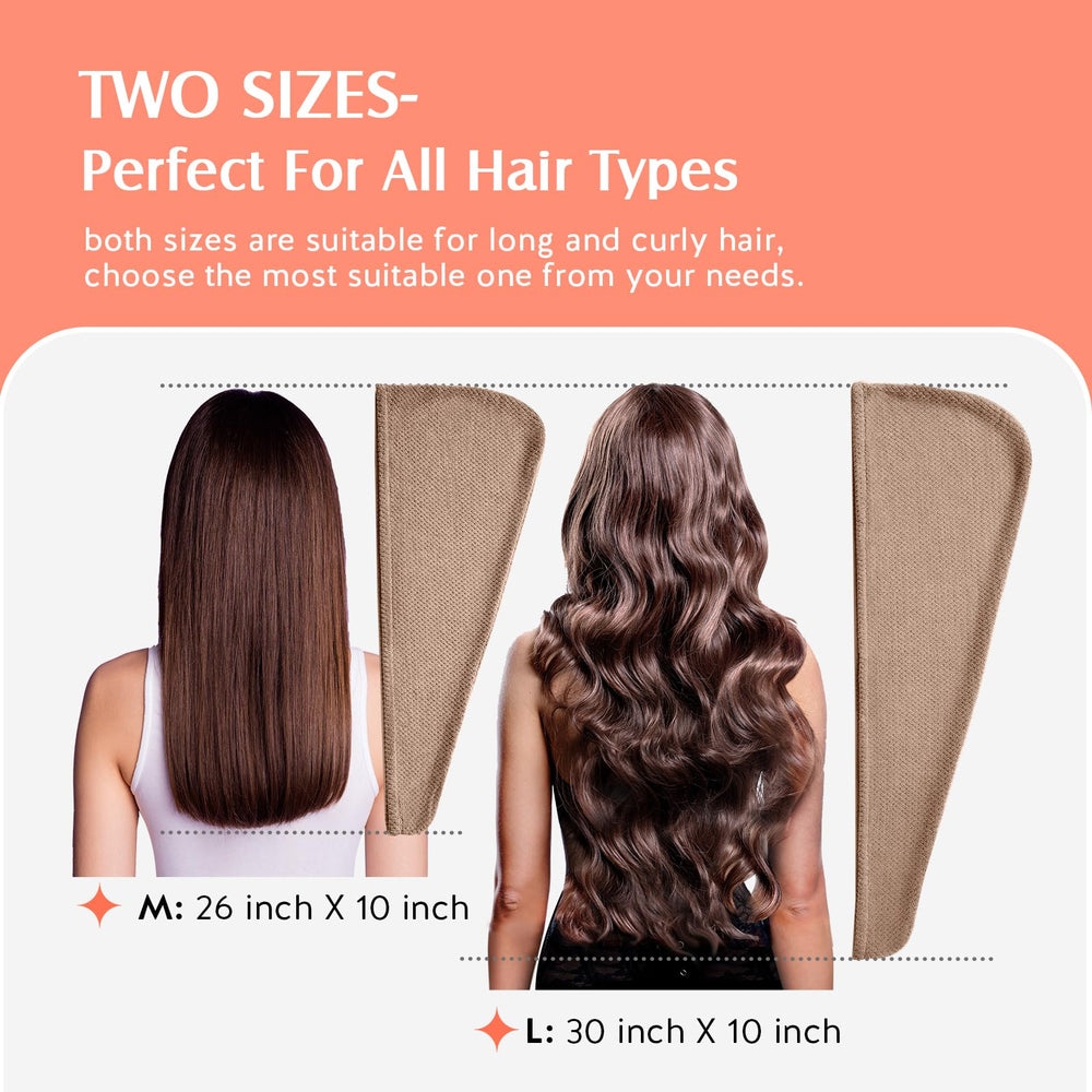 YFONG size L towel wrap offers longer length for thick or long hair