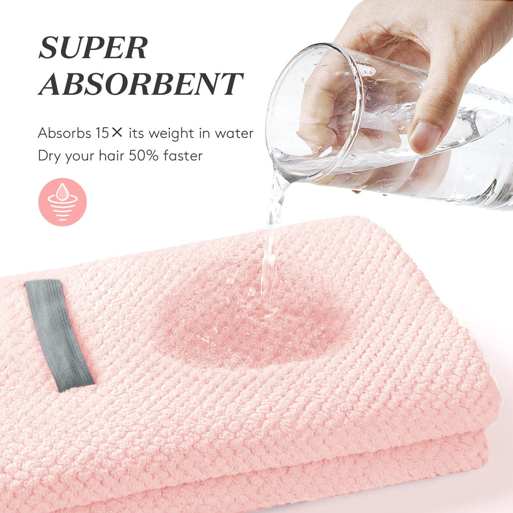 YFONG large hair towel wrap product box highlights pink option.