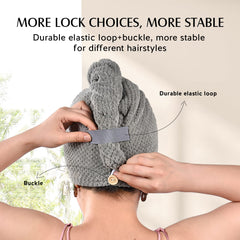 YFONG large microfiber hair towel wrap in camel with secure fit on head
