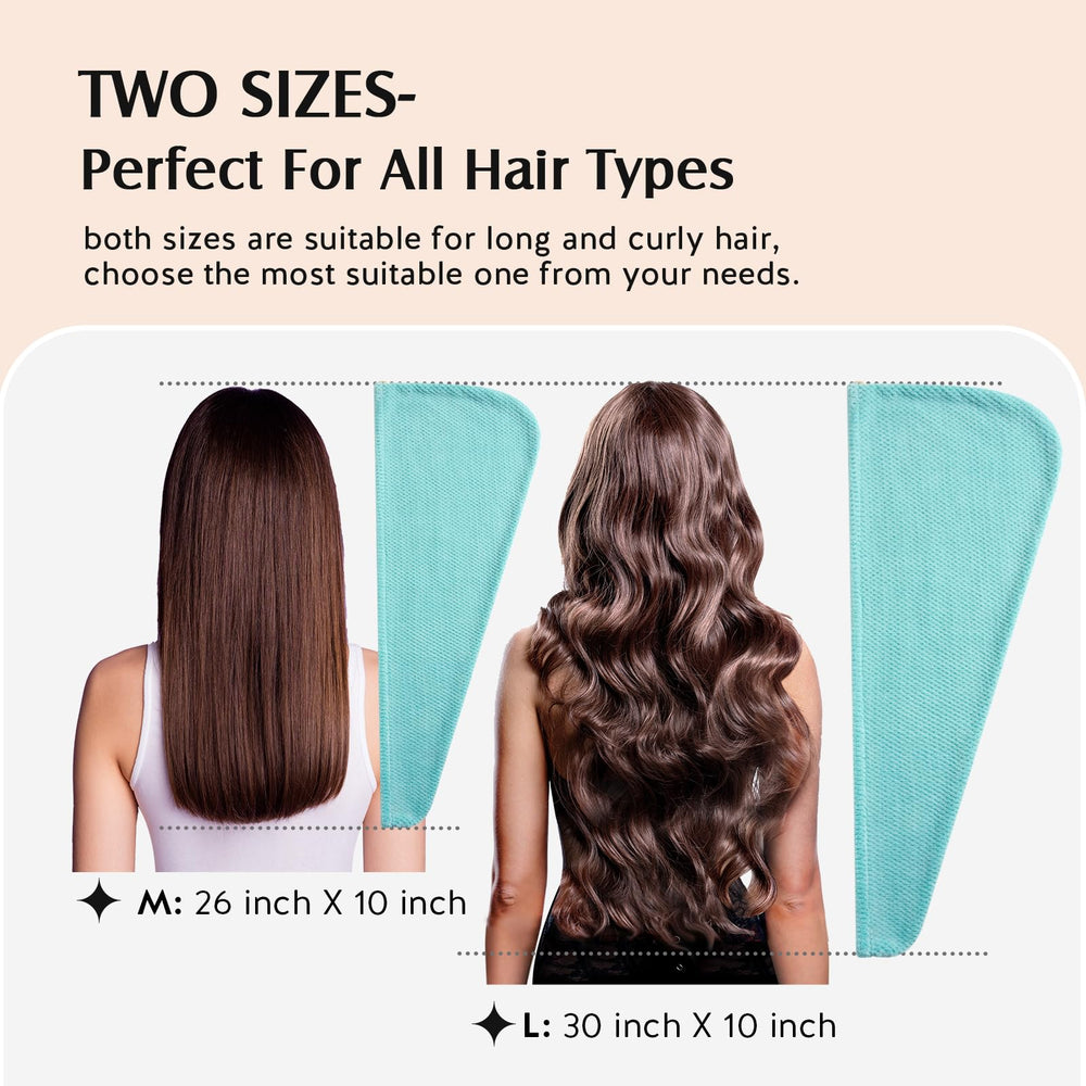 YFONG M-size hair towel wrap flat view illustrates regular-length fit