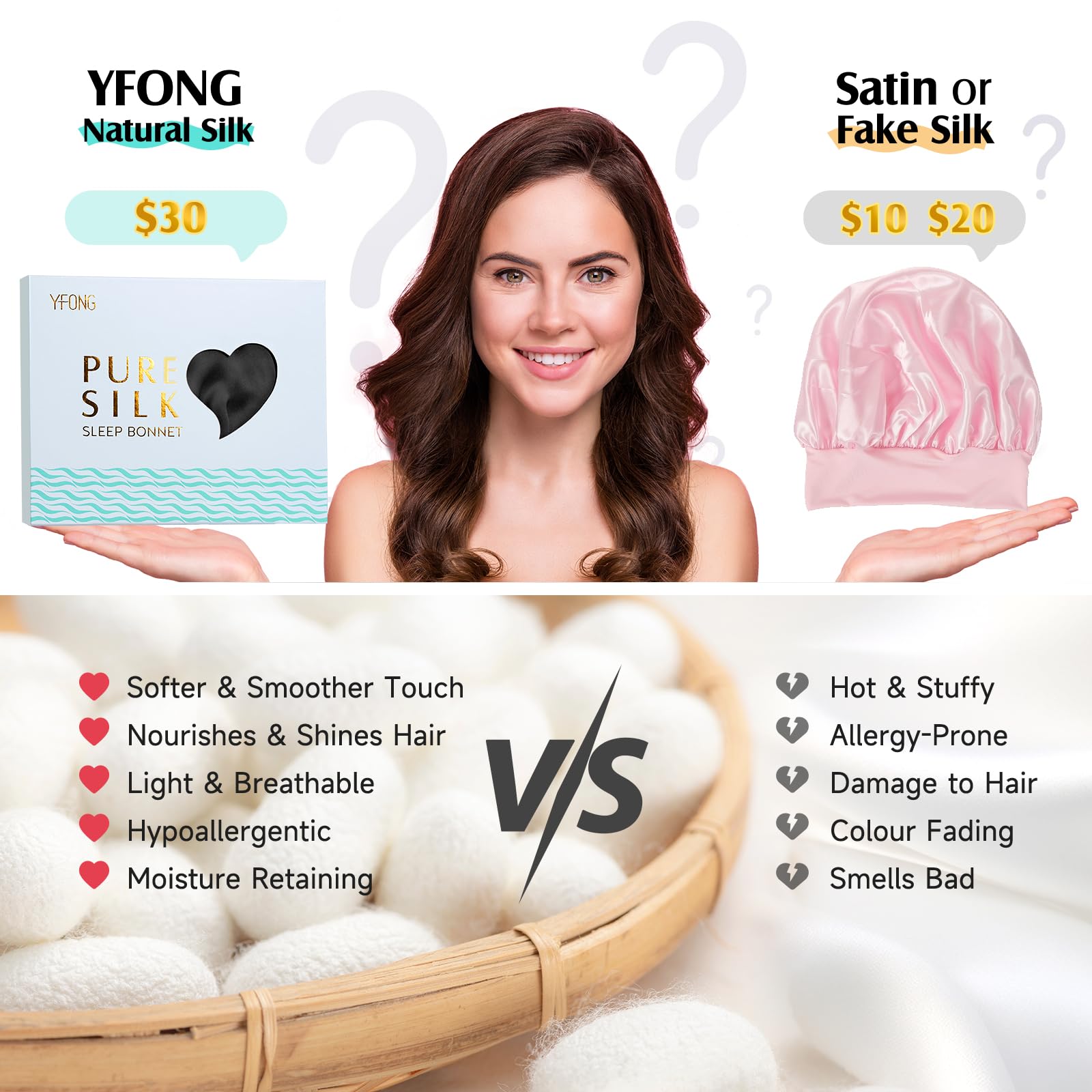 YFONG silk bonnet ready for bedtime routine and frizz prevention