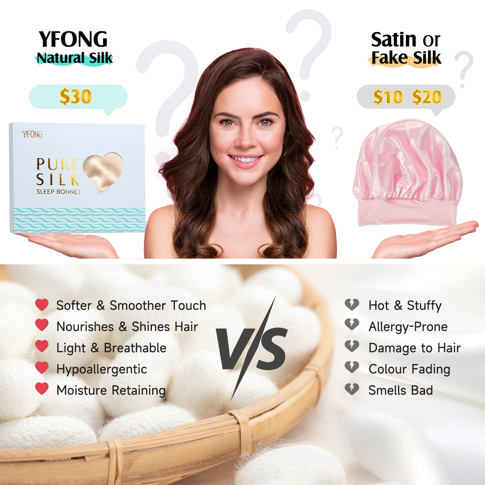 YFONG double-layer silk inside-out view highlights premium layers