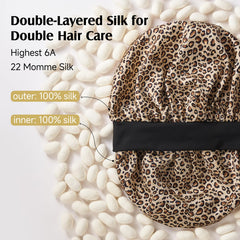 YFONG silk bonnet on head demonstrates secure all-night fit.