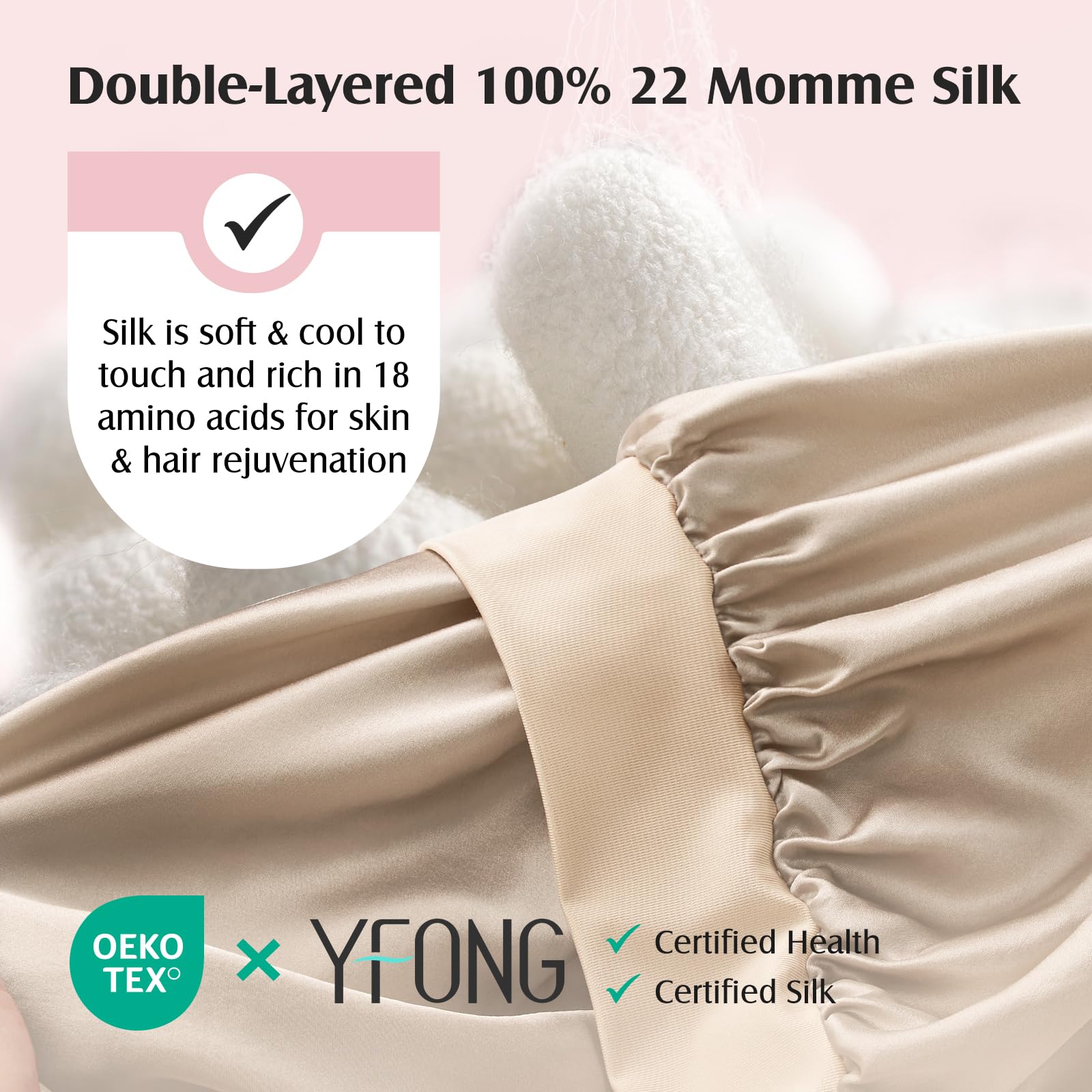 YFONG silk bonnet on head at night for secure fit