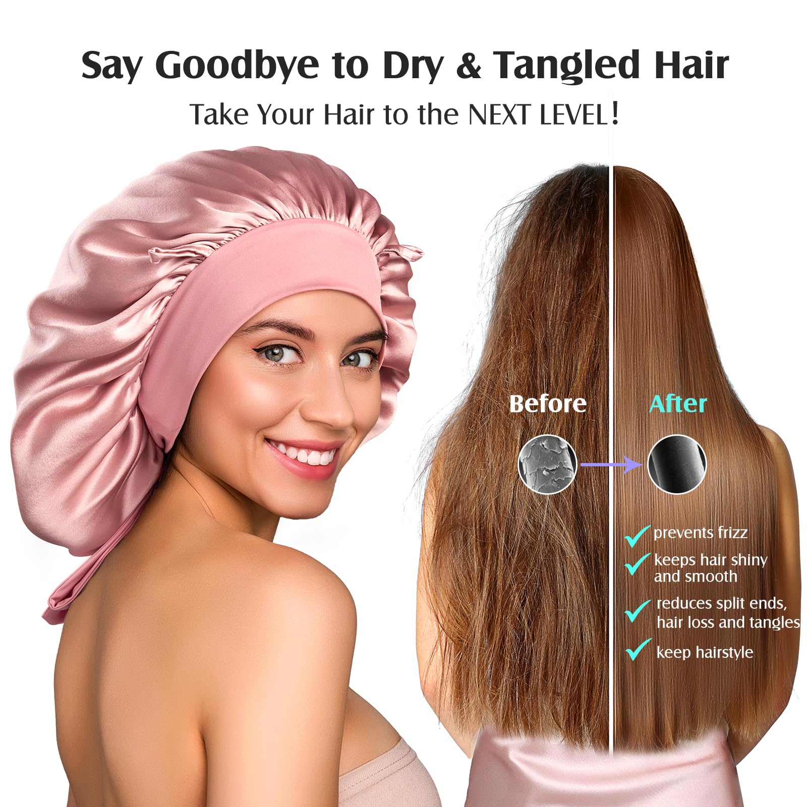YFONG silk bonnet pink double-layer texture promises durable, cooling comfort