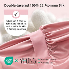 YFONG silk bonnet pink inside view reduces friction for smooth hair sleep