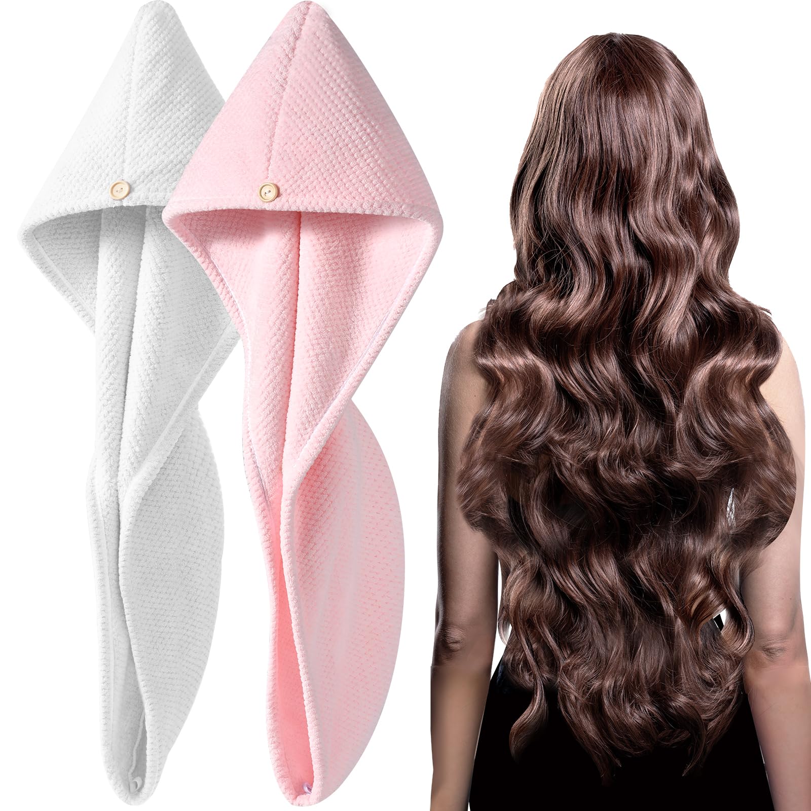 Toalla de microfibra YFONG para cabello: secado rápido y suave tras la ducha.
