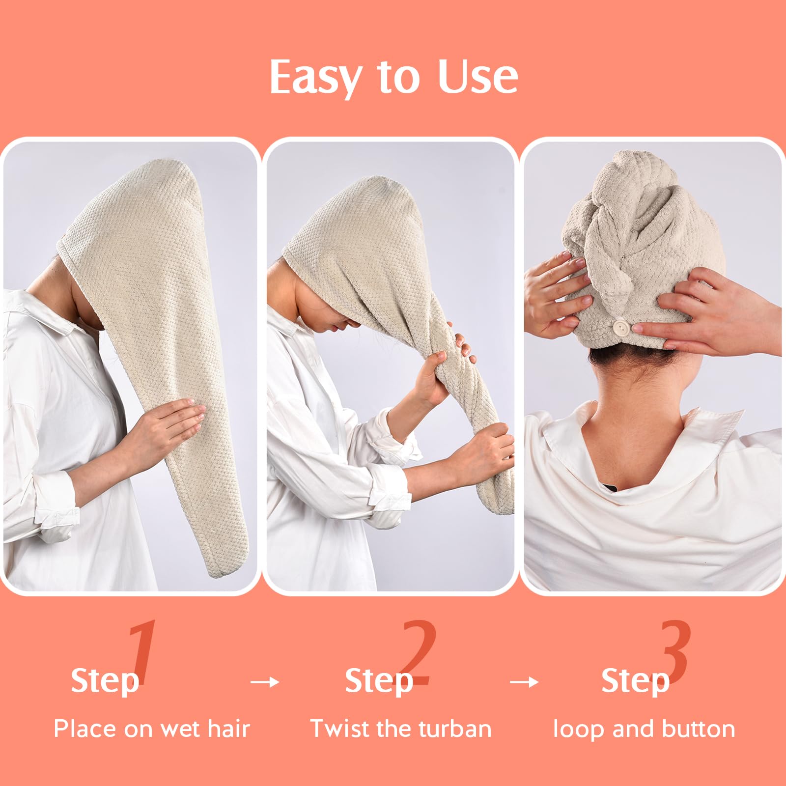 YFONG two color pack hair towel convenient styling close-up
