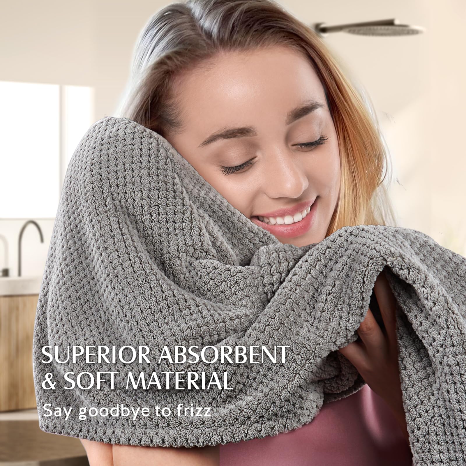 YFONG ultra-absorbent microfiber towel drying hair efficiently after shower