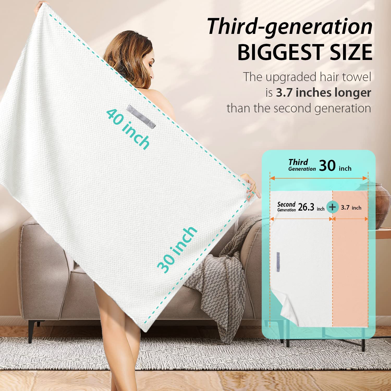 YFONG X-Large Hair Towel Wrap used in the bathroom after shower.