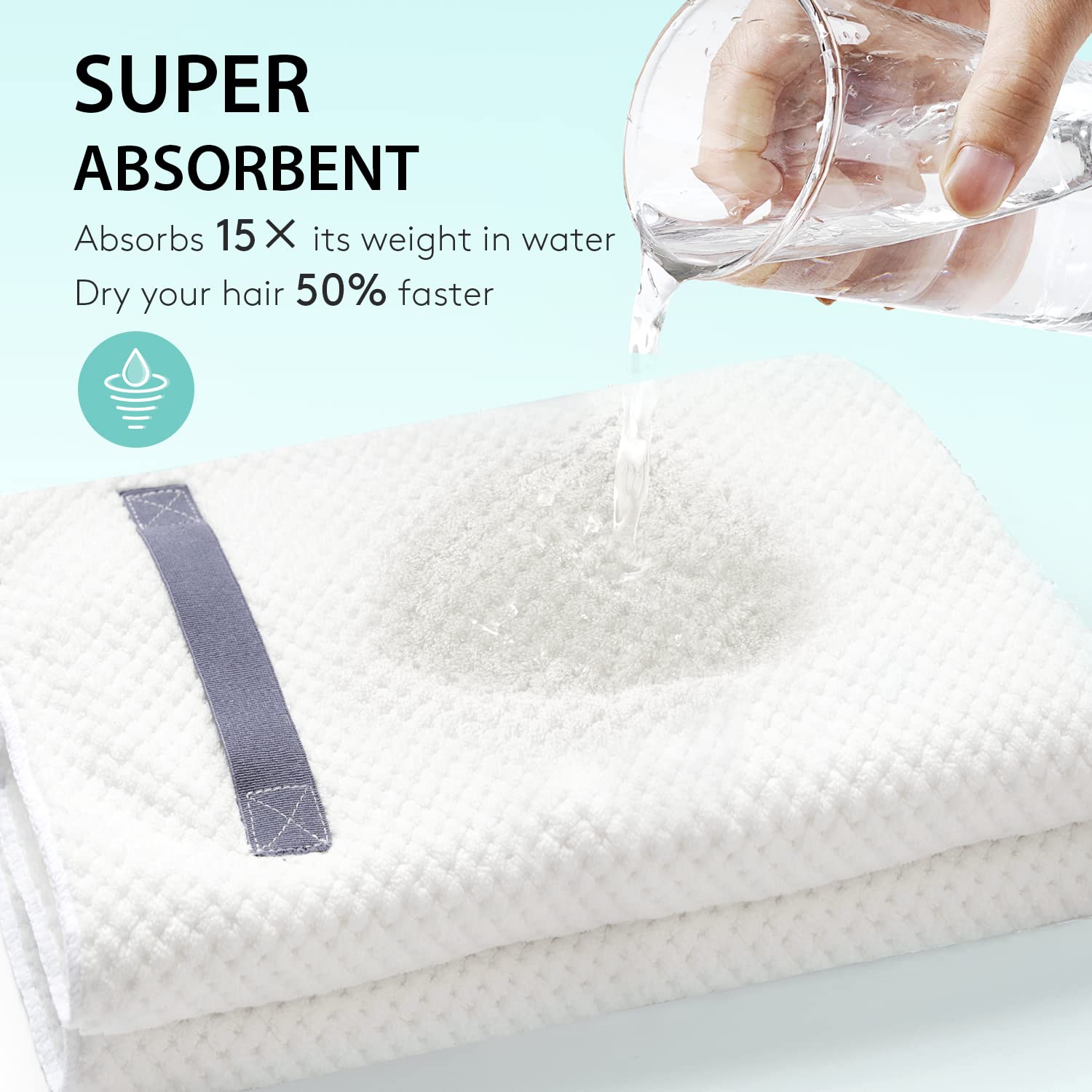 YFONG X-Large Hair Towel Wrap dries hair quickly with high absorbency.