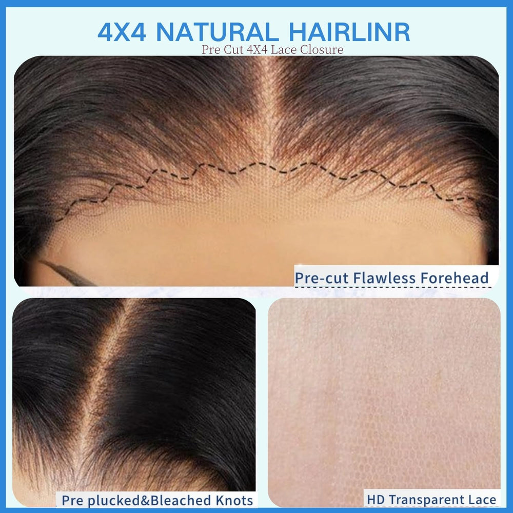YFOXI Wear and Go bob wig pre-plucked lace shows natural hairline for seamless parting.