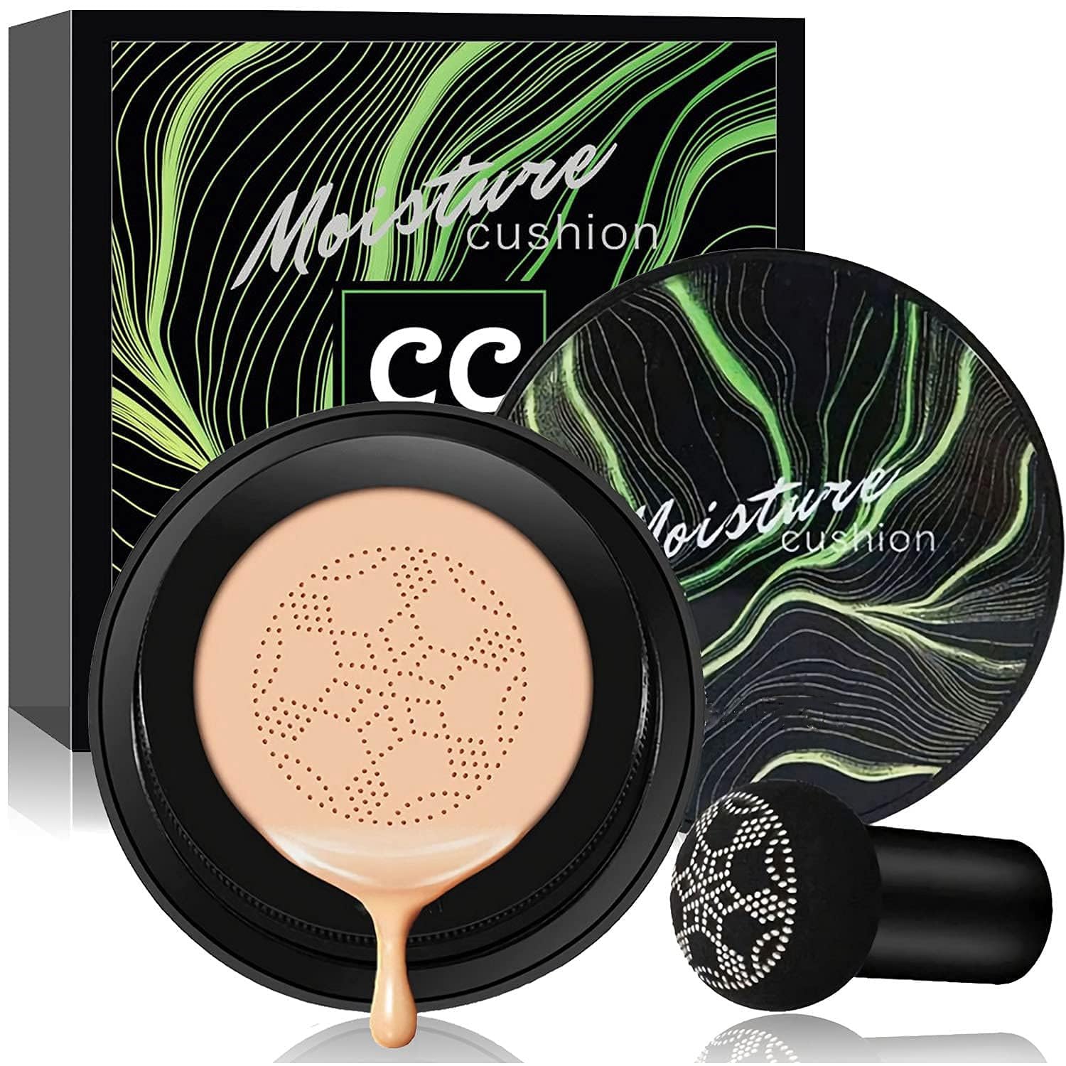 YG LianKai Air Cushion CC Cream with mushroom-head sponge for easy, moisturizing coverage.