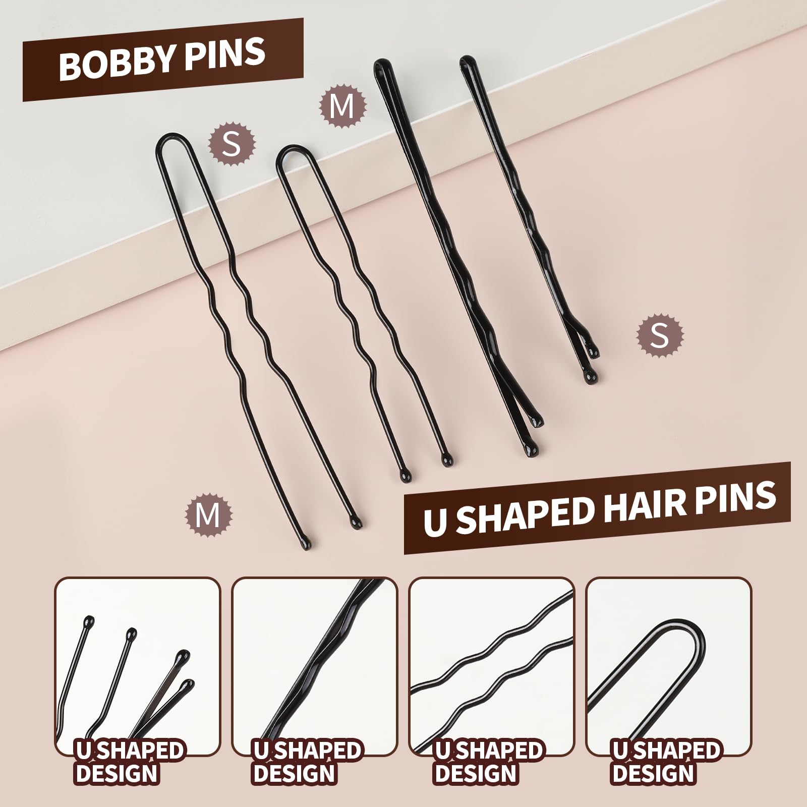 YGDZ bobby pins two sizes grip hair firmly without snagging scalp