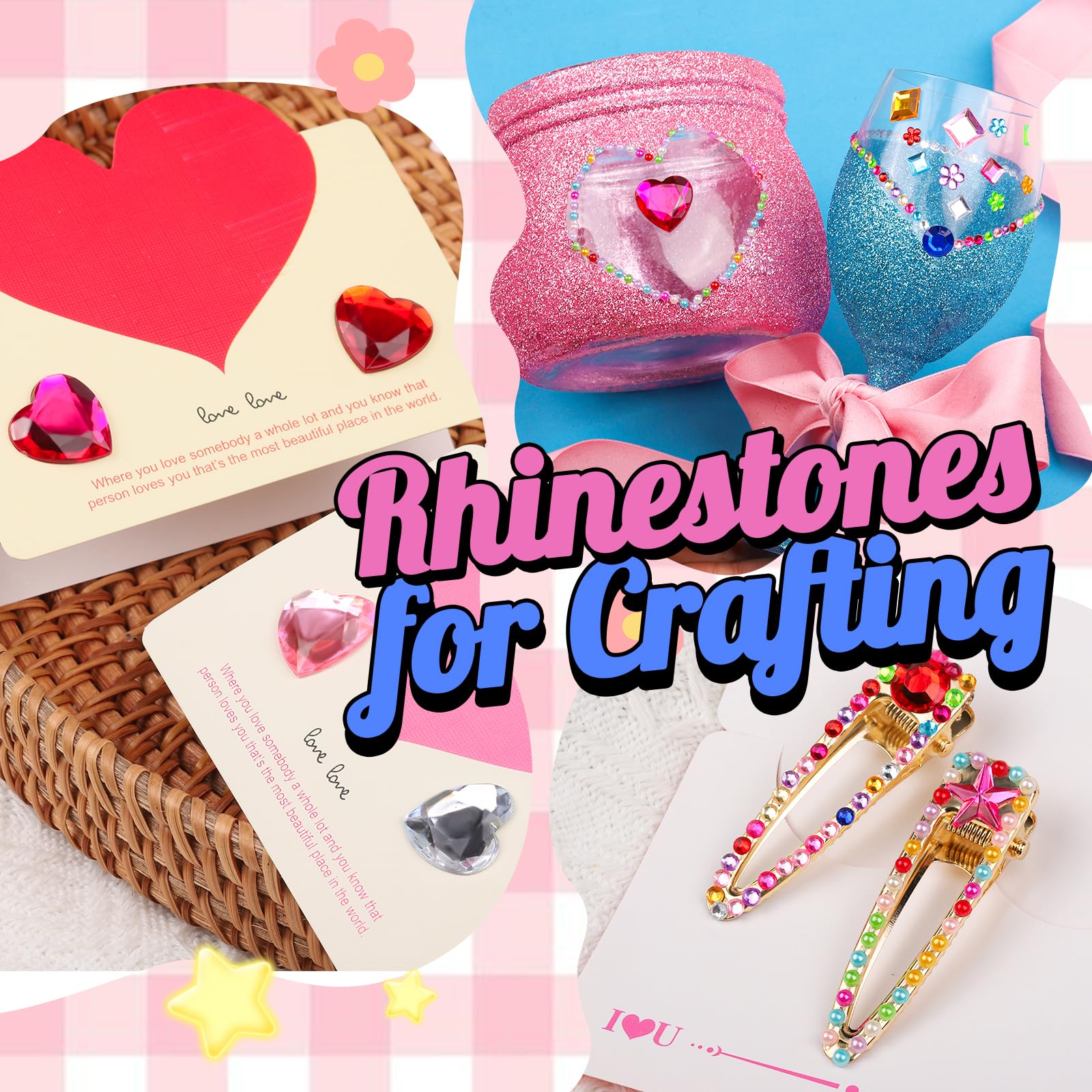YGDZ crafting ideas with gems for cards and notebooks.