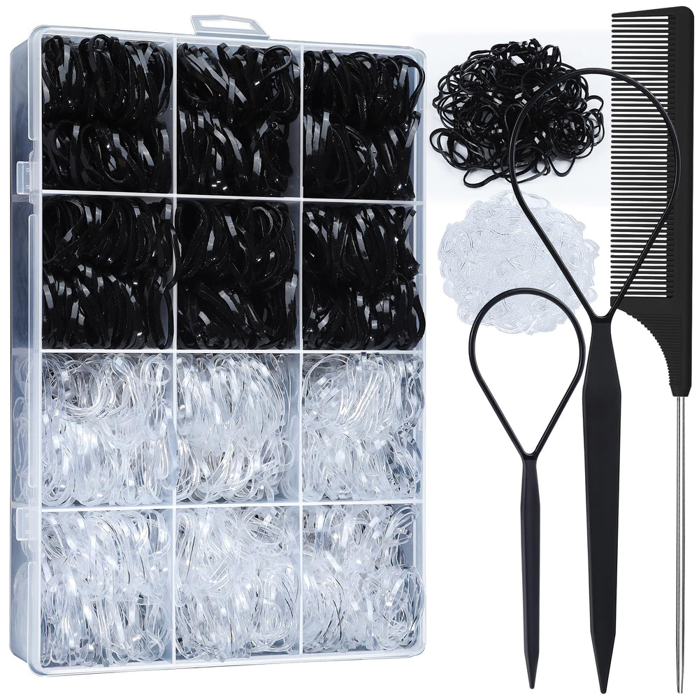 YGDZ elastic hair ties 1500-piece set with clear case for on the go styling.