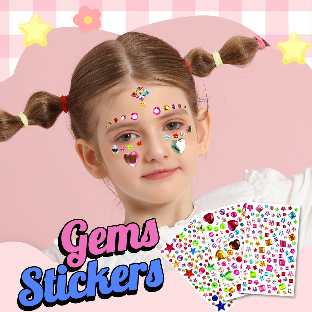 YGDZ face gems closeup sparkling rhinestones for expressive makeup.