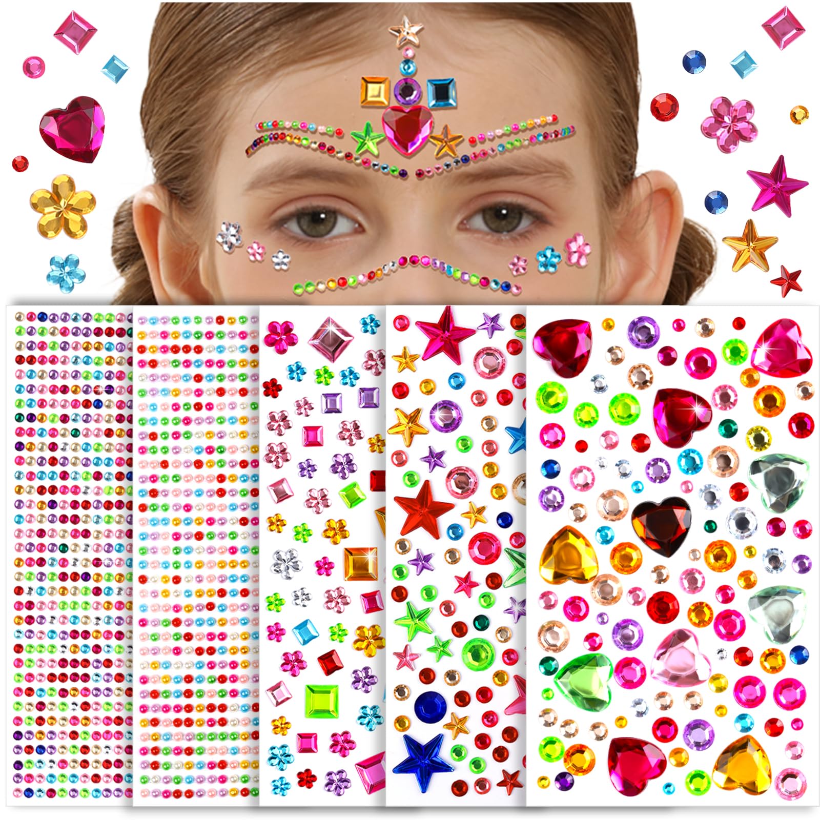 YGDZ gems stickers pack ideal for DIY crafts and face art.