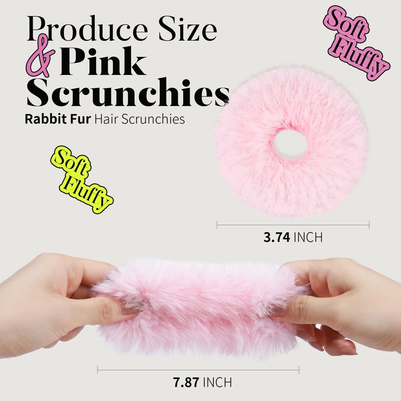 YGDZ pink pom pom scrunchies with 0.75 inch inner diameter for comfortable fit.