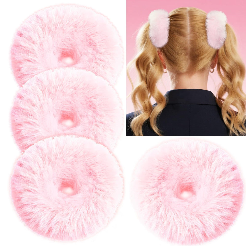 YGDZ pink pom pom scrunchies with 3.5 inch outer diameter for gentle holds.