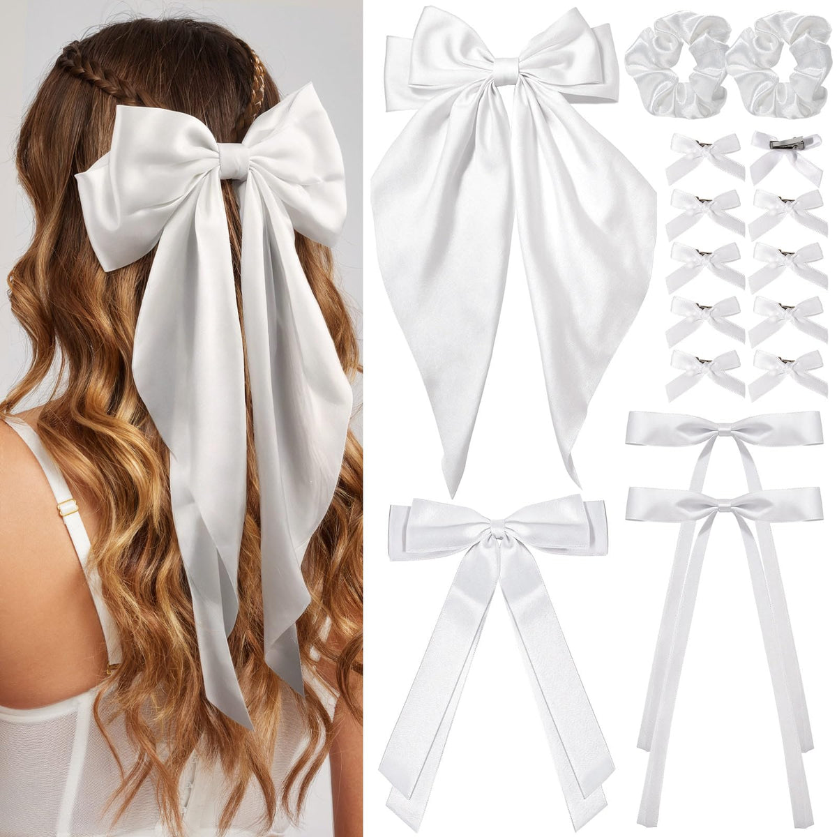 YGDZ white oversized bow clip for statement hairstyles and wedding-ready looks