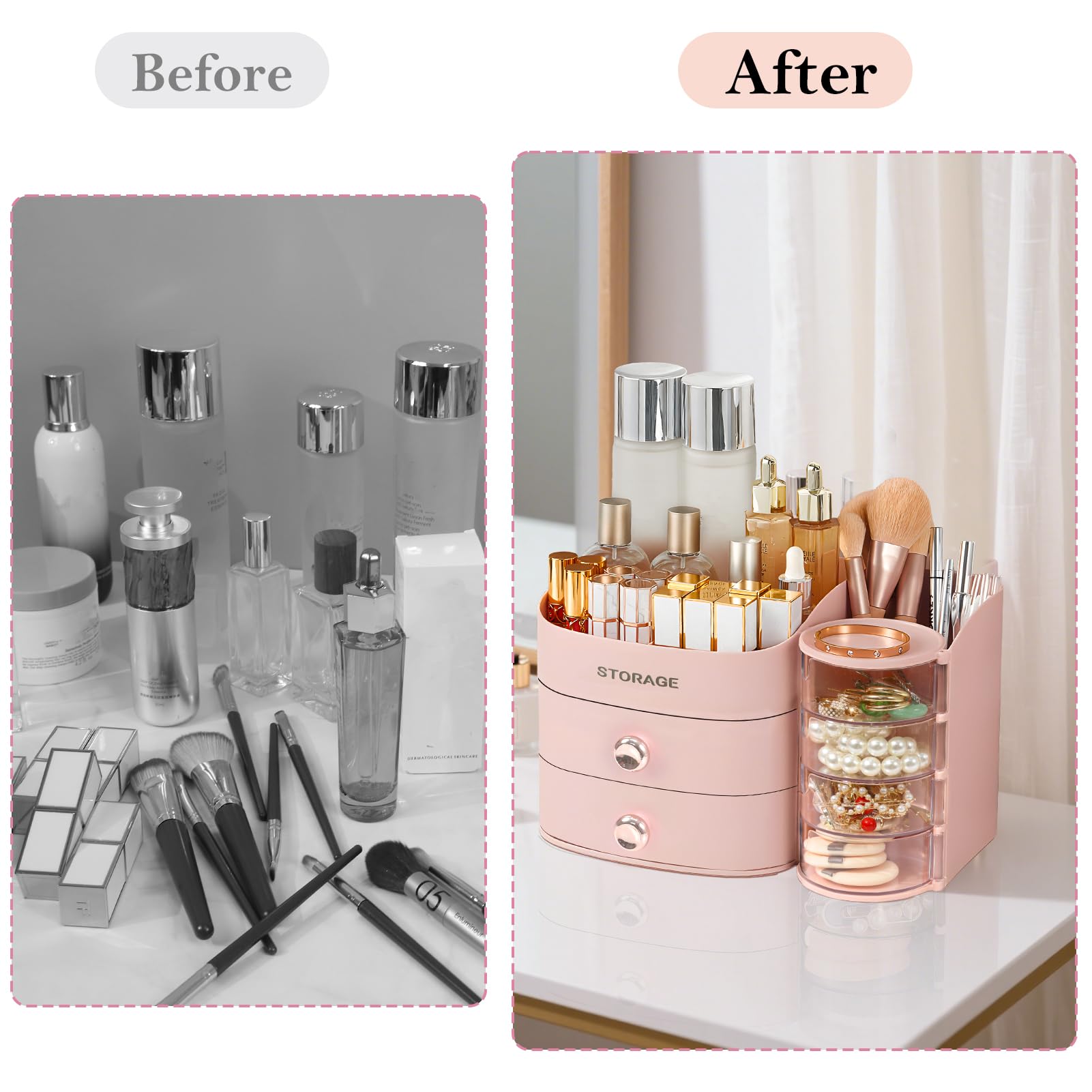 YGJT gift-ready makeup organizer pink offers practical storage for loved ones.