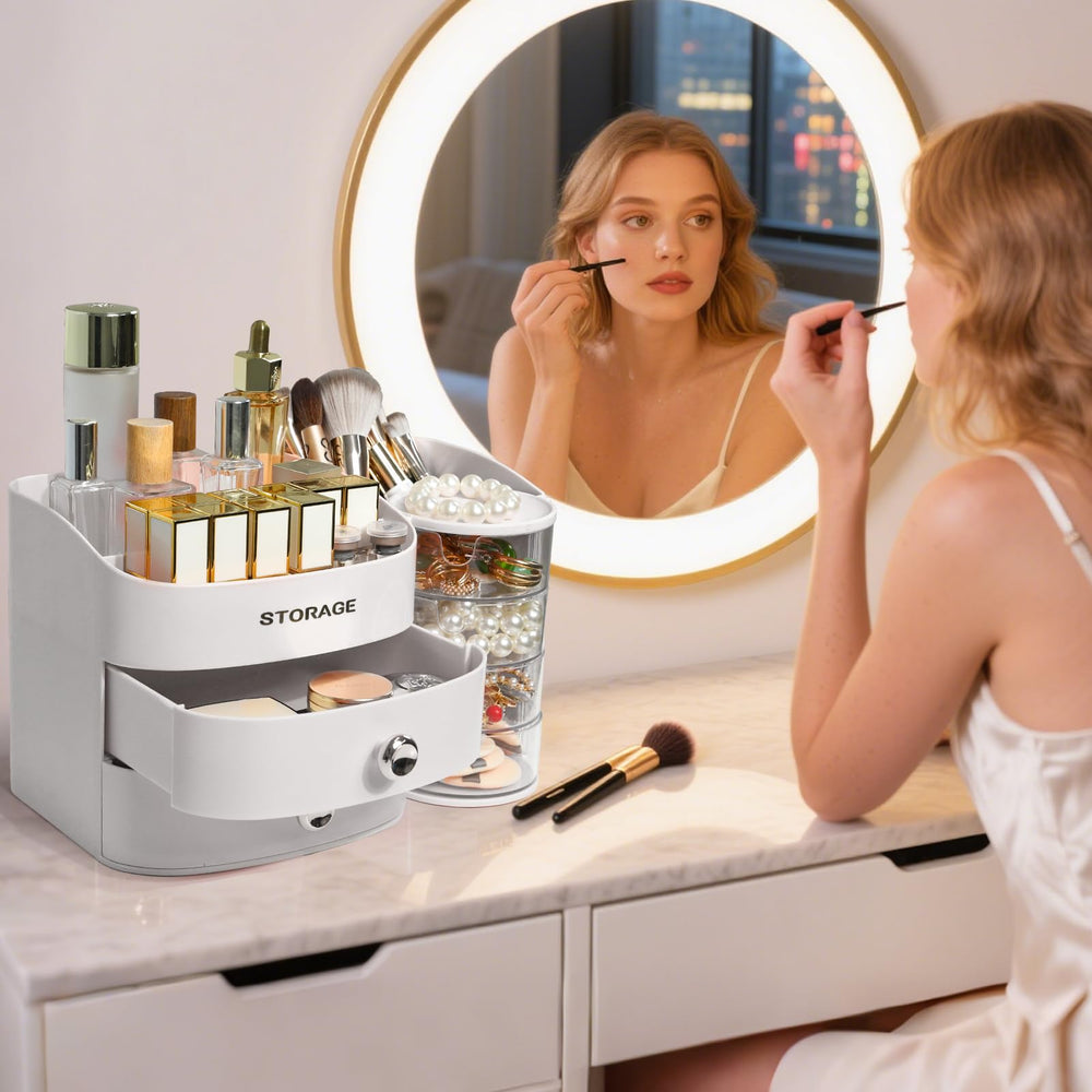 YGJT Makeup Organizer cosmetics arrangement keeps brushes and palettes accessible