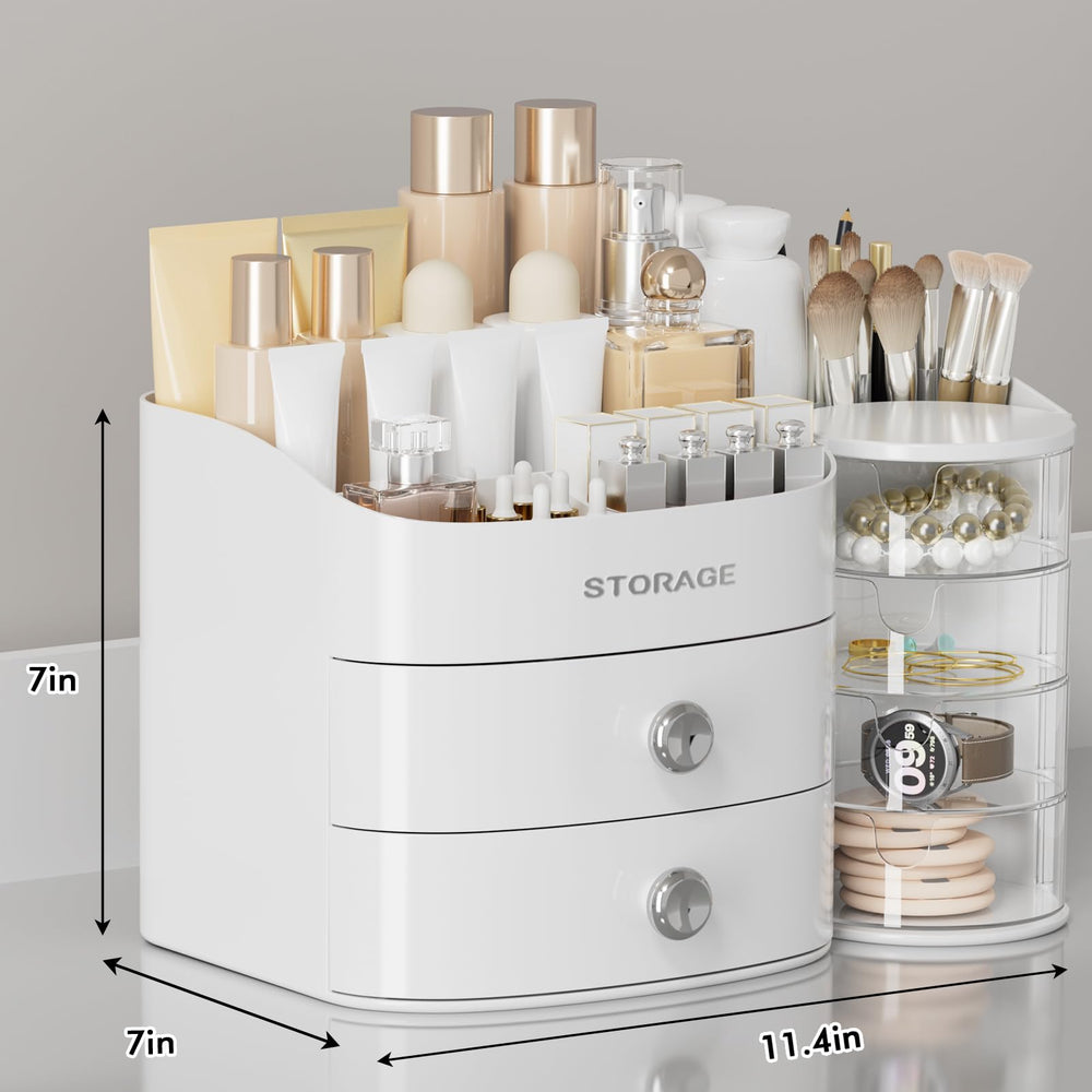 YGJT Makeup Organizer front view shows a clean white finish and tidy surface