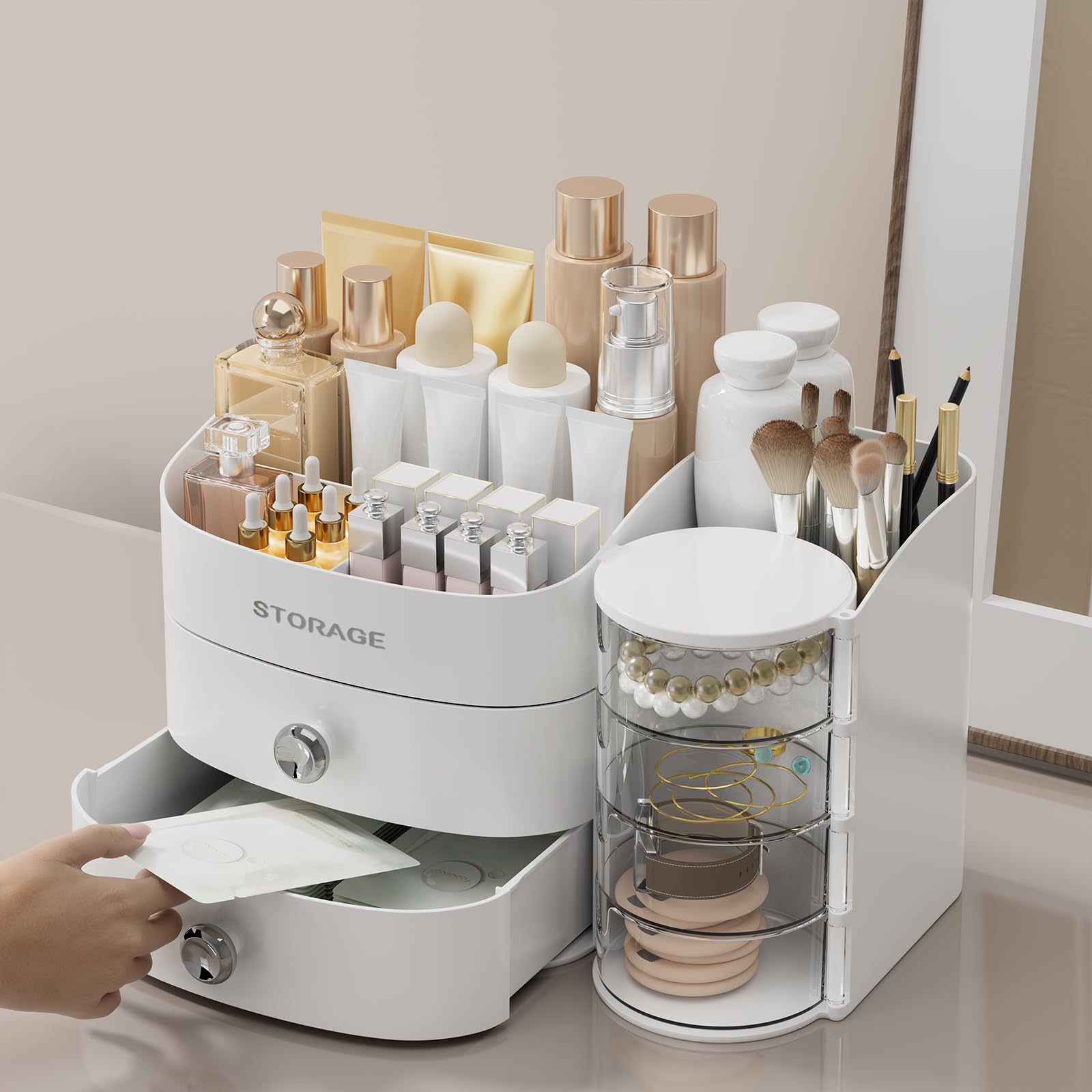 YGJT Makeup Organizer skincare bottles fit neatly for quick morning routines