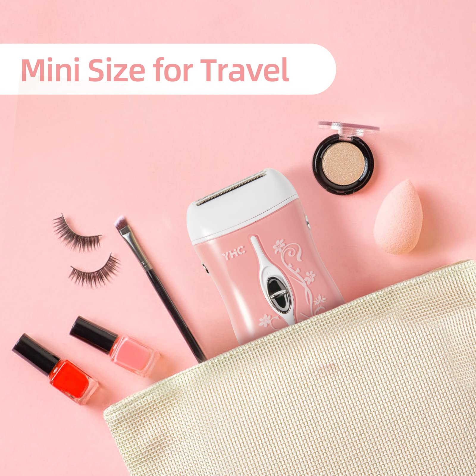 YHC Electric Razor for Women travel-bag highlights compact, travel-friendly grooming on the go.