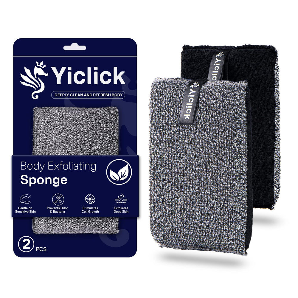 Yiclick Exfoliating Body Scrubber pack front view dual texture for deeper cleansing