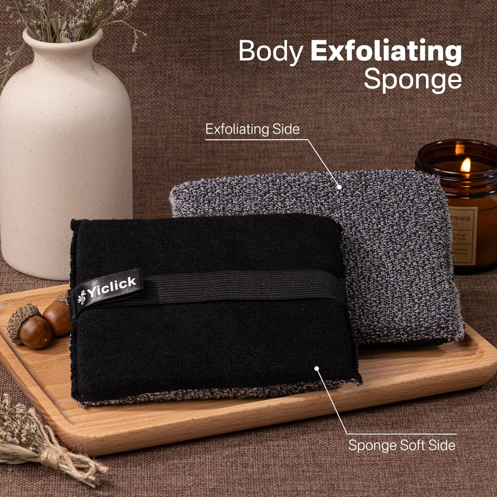 Yiclick Exfoliating Body Scrubber dual texture close up shows exfoliating side for grime removal