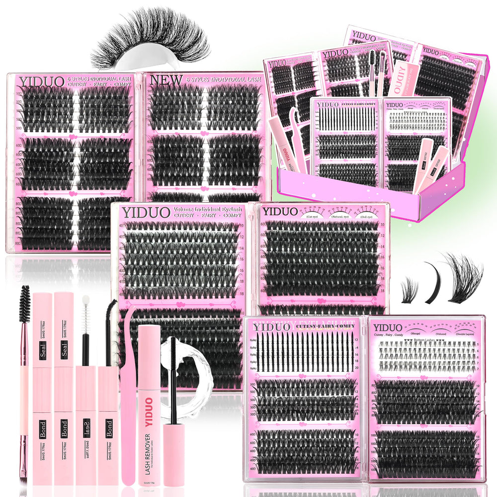 YIDUO 6-box mix lash clusters kit box for versatile DIY lash looks
