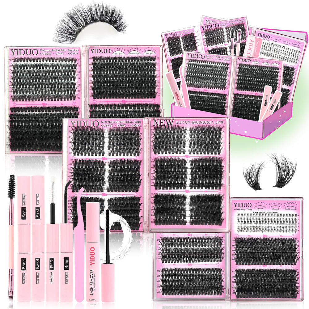 YIDUO 6-box mix lash clusters kit box for versatile DIY lash looks