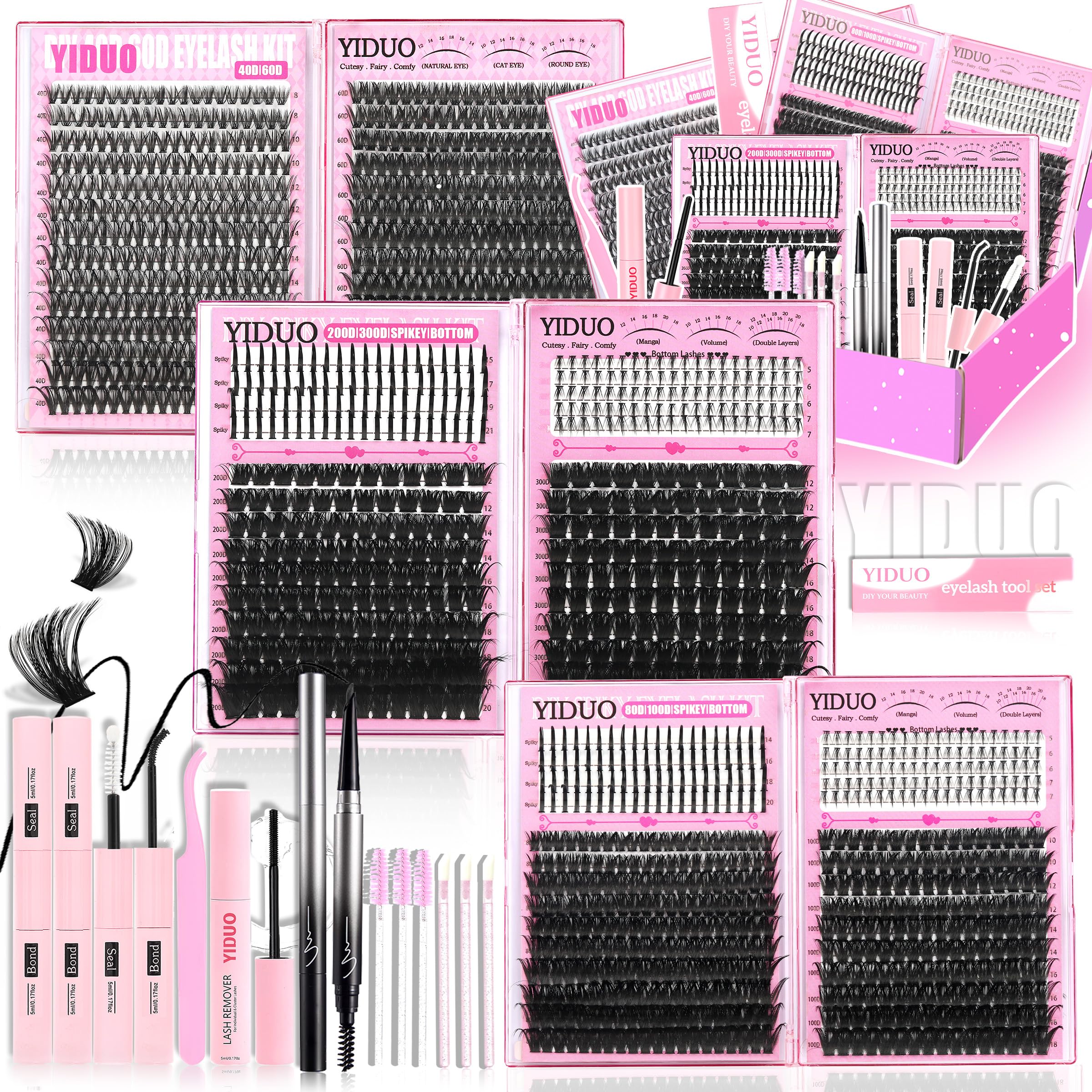 YIDUO 6 Styles Lash Clusters Kit cover for beginner-friendly at-home lash styling.