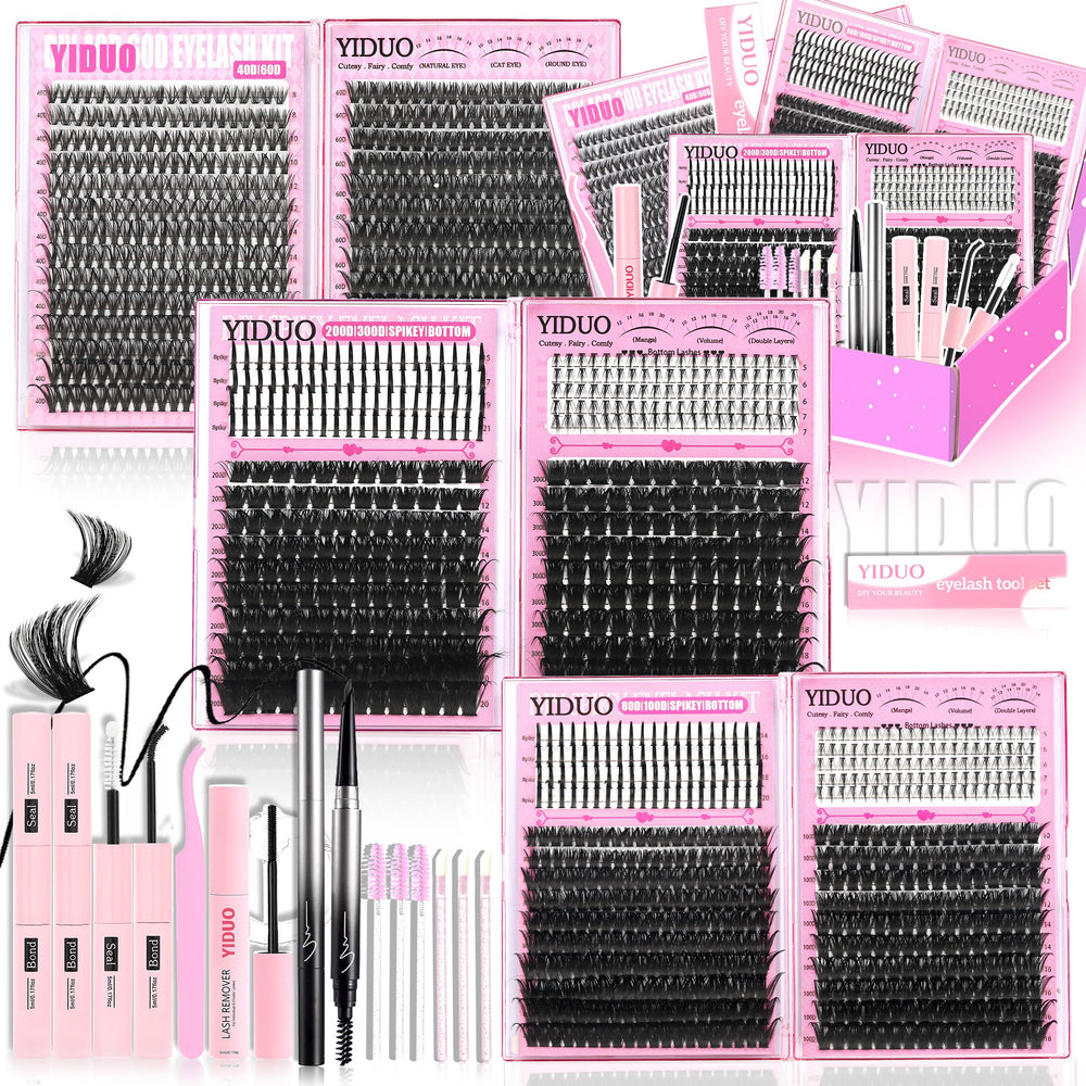 YIDUO 6 Styles Lash Clusters Kit cover for beginner-friendly at-home lash styling.