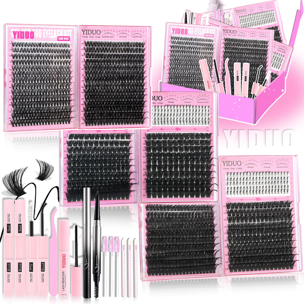 YIDUO 6 Styles Lash Clusters Kit cover for beginner-friendly at-home lash styling.