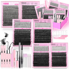 YIDUO 6 Styles Lash Clusters Kit cover for beginner-friendly at-home lash styling.