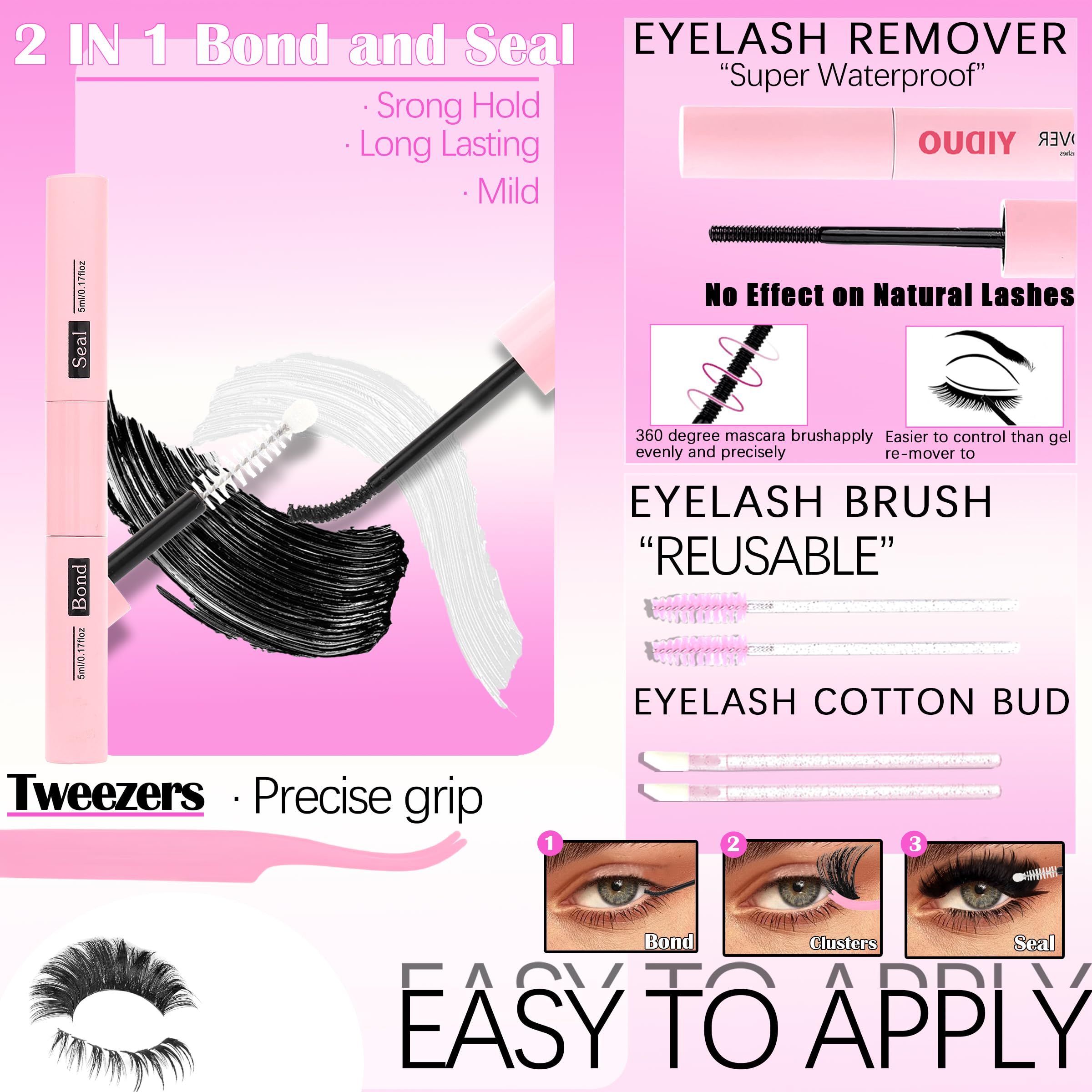YIDUO Beginner-friendly lash kit packaging with included remover and tools.